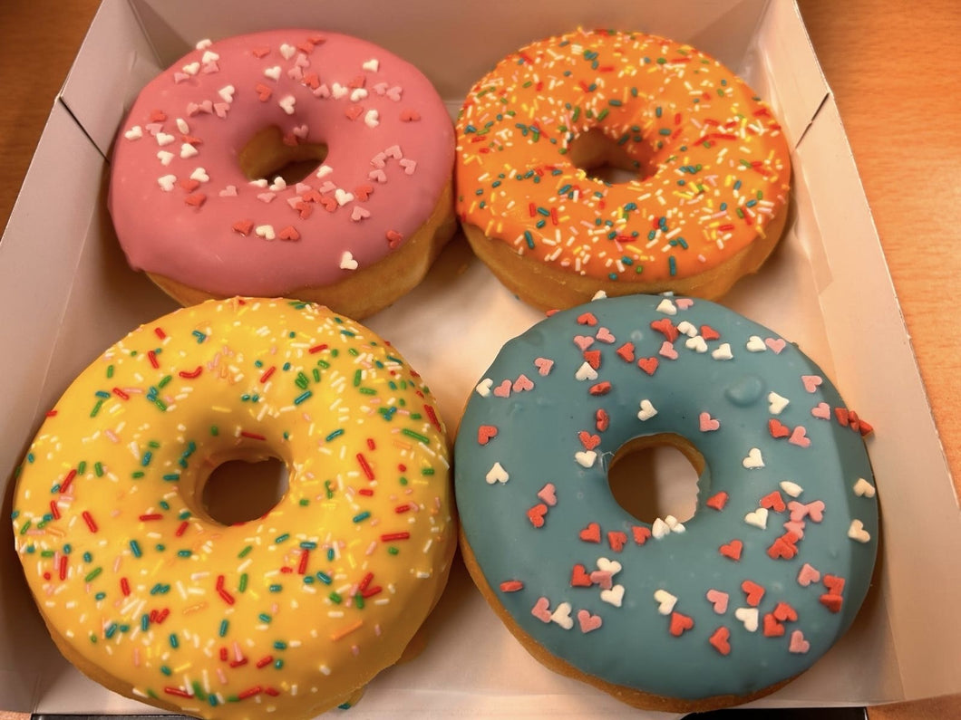 Kleurrijke donutbox 4 stuks
