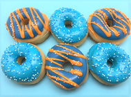 Mini Donut Box 'Customized Orange Stripes & Blue with Sprinkles'