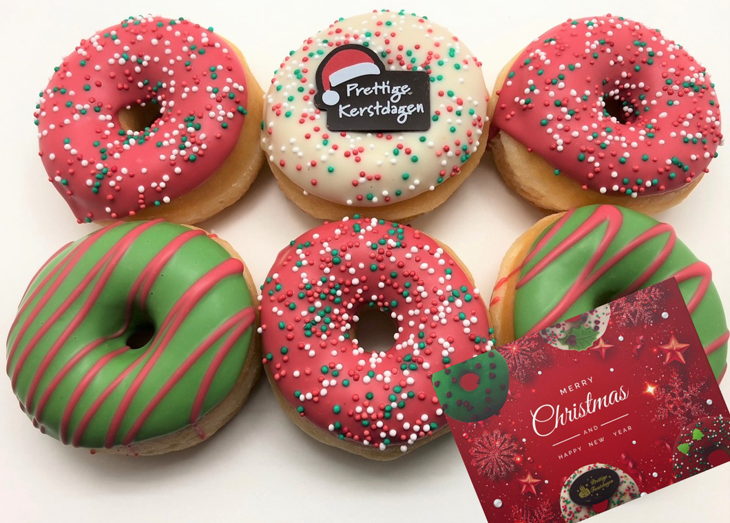 Mini Donut Box + wenskaart 'Happy Holidays'
