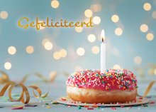 Afbeelding in Gallery-weergave laden, Mini Donut Box + wenskaart &#39;Gefeliciteerd&#39;
